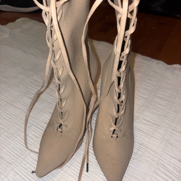 Aldo Nude Lace-Up Pointed-Toe Knee Boots - Picture 2 of 6